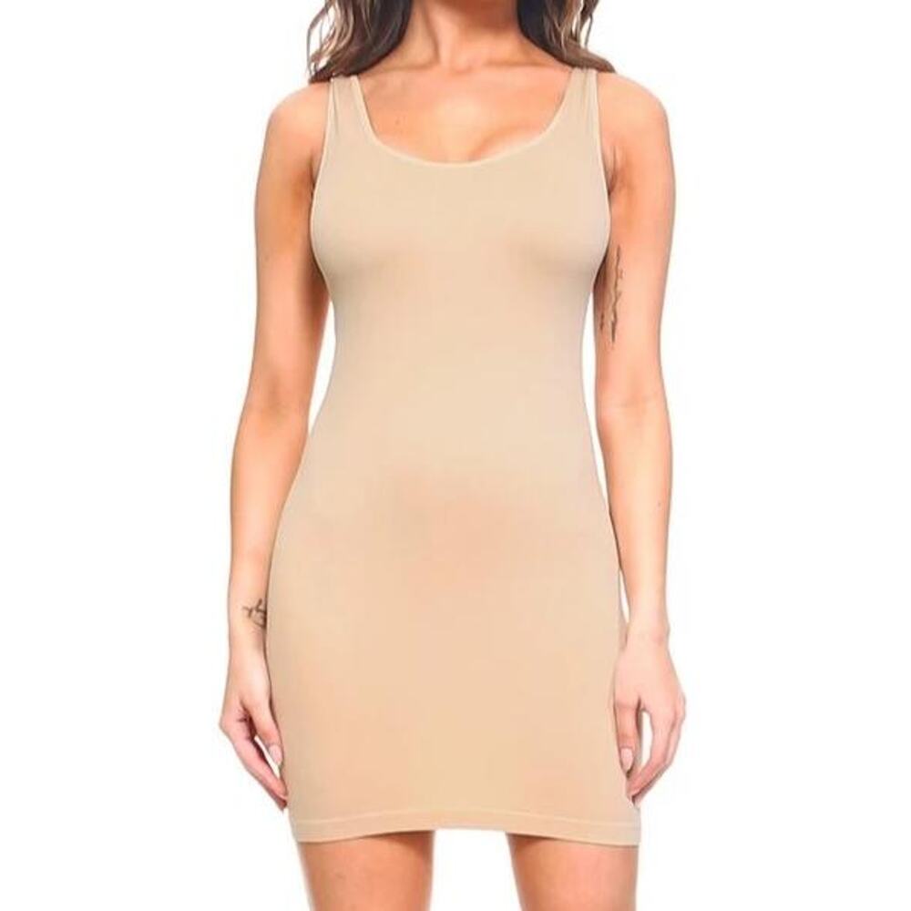 Magic Tank Dress-Nude, White,Black